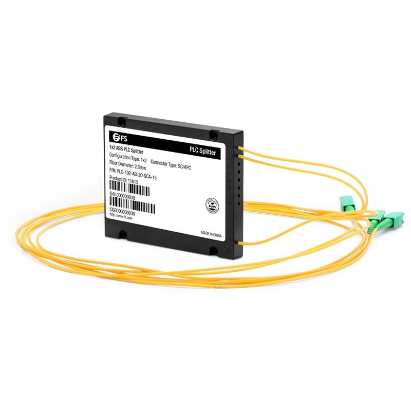 1x2 PLC الألياف البصرية الفاصل ، ABS لصق / وحدة مضفر، قطر ال