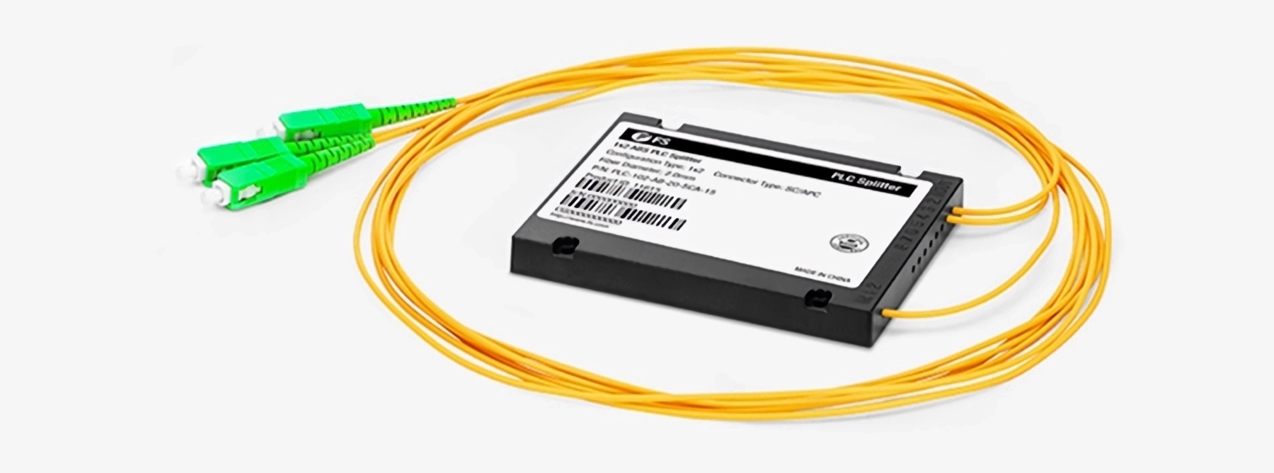 1x2 PLC Fiber Optic Splitter, ABS Splice/Pigtailed Module, 2.0mm Cable Diameter, SC/APC Connectors, Singlemode Fiber(图1)