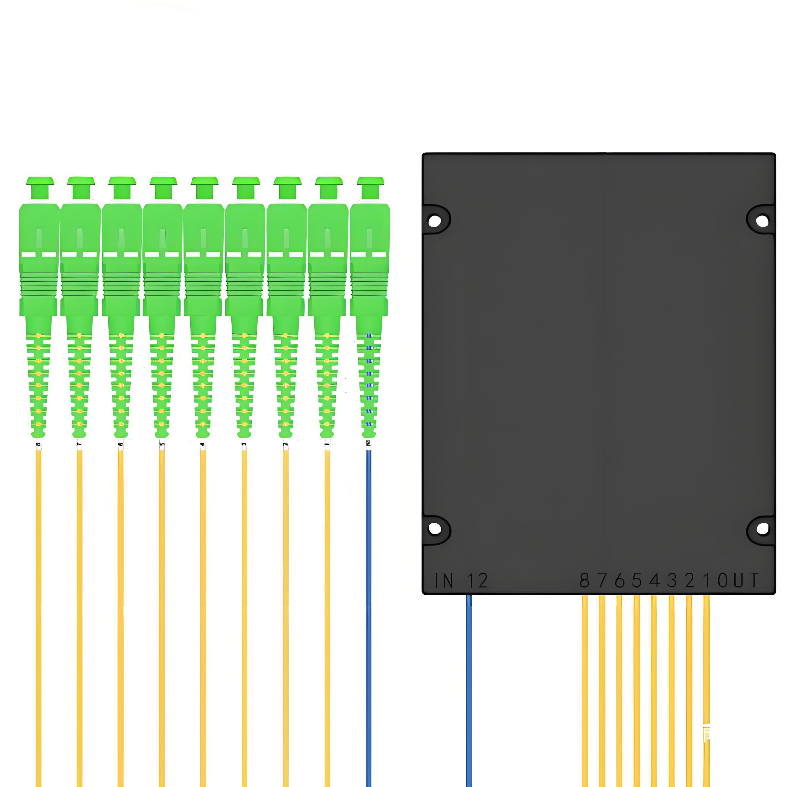 1x8 PLC الألياف البصرية الفاصل ، ABS لصق / وحدة Pigtailed ، 