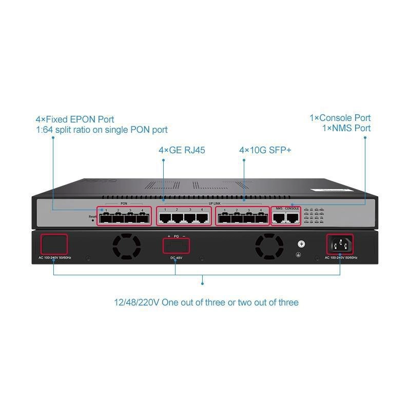 4 Ports EPON OLT Black with WiFi CATV