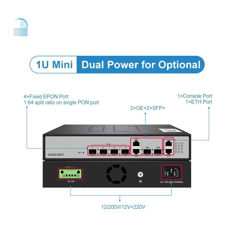 EPON OLT 4-Port Fiber Modem for WiFi Router Integration