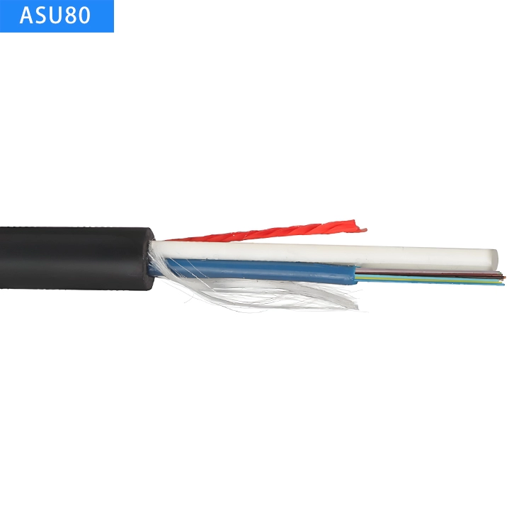 ASU80 1-12 Core, Mini ADSS, Cabo de Fibra Óptica, G652D, Auto-suporte ao ar livre