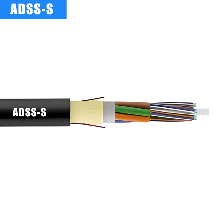 ADSS Single Jacket Optical Fiber Cable 2-288 Cores , G652D/G655 All Dielectric Self-supporting , G652D  Outdoor Span-150M,Aerial 